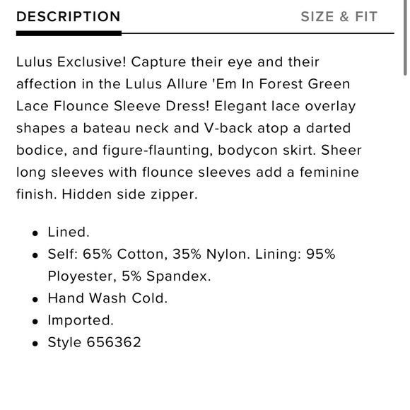 Lulu’s Allure ‘Em In Forest Green Lace Flounce Sleeve Dress - Picture 4 of 6